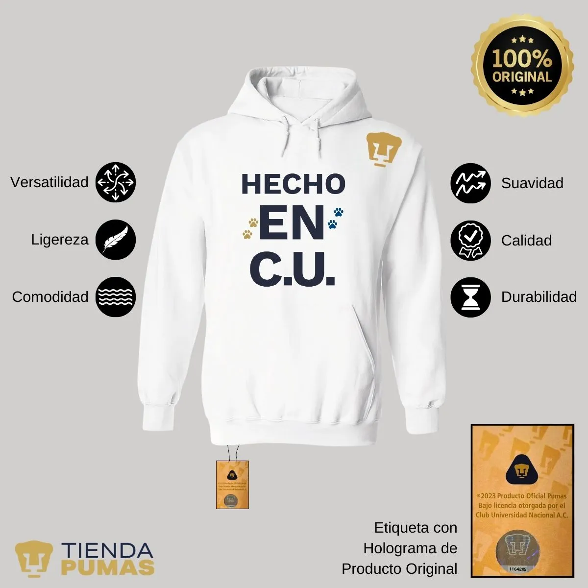 Sudadera Mujer Hoodie Pumas UNAM Hecho en C.U.