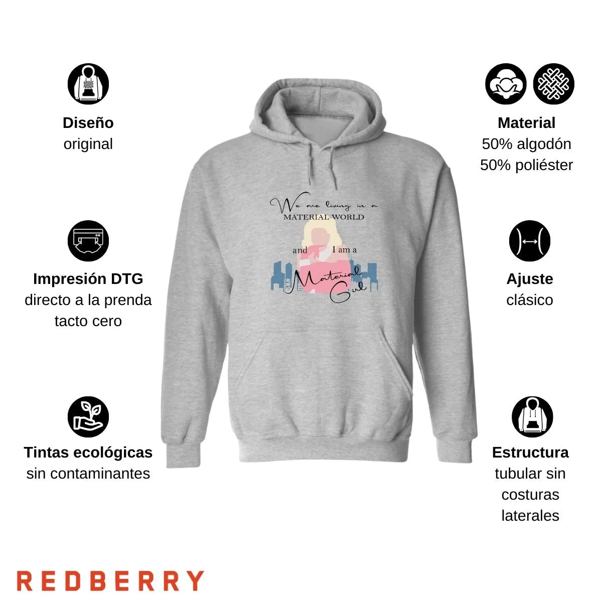 Sudadera para Hombre Hoodie Material girl