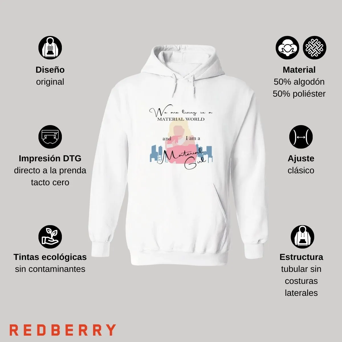 Sudadera para Hombre Hoodie Material girl