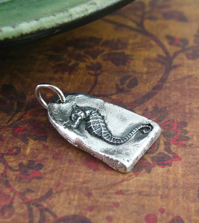 Tablet Seahorse Pendant, 100% Handmade & Cast from a Real Seahorse