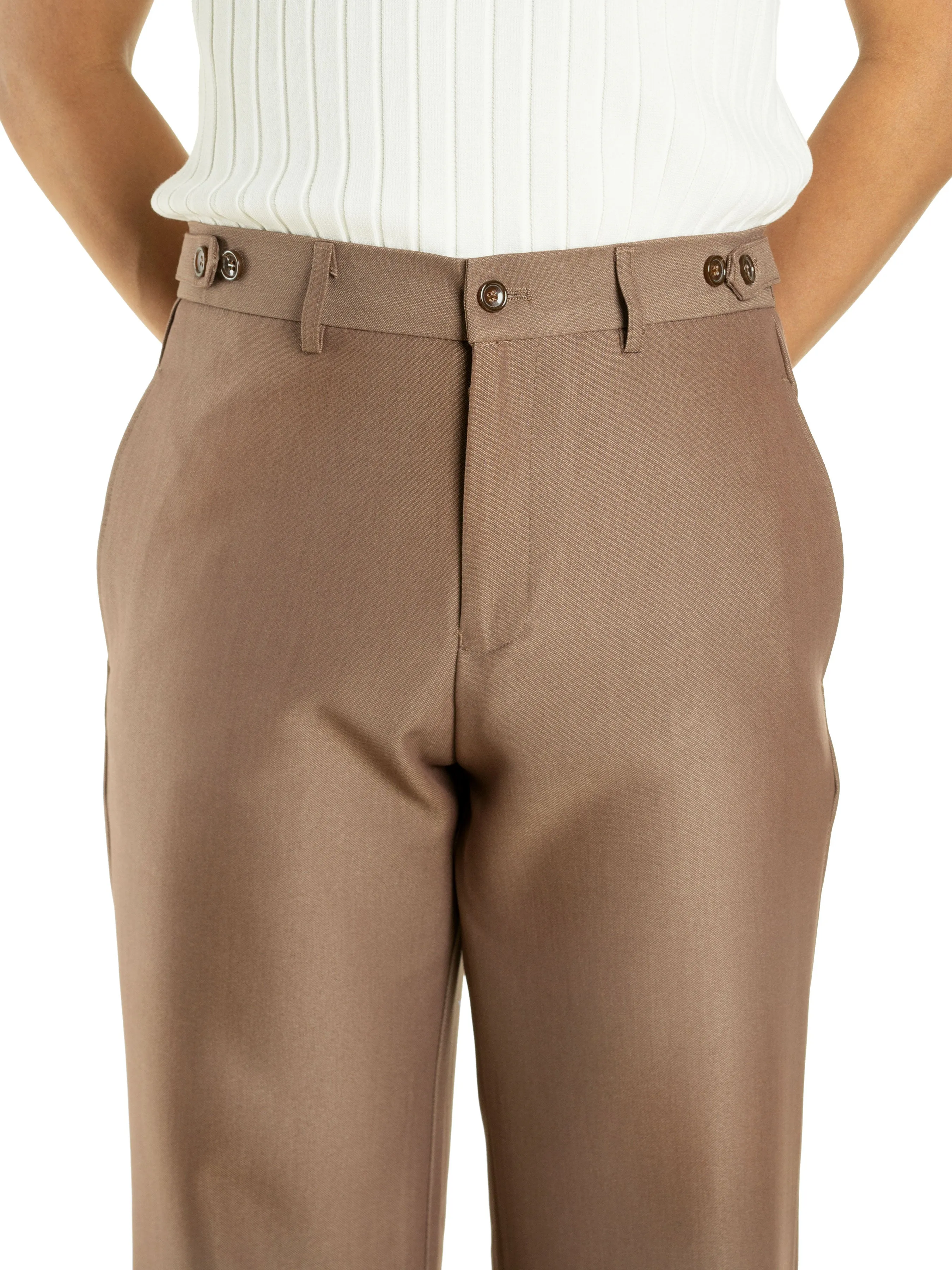 Trousers Belt Loop With Side Adjusters - Cocoa (Straight Cut)