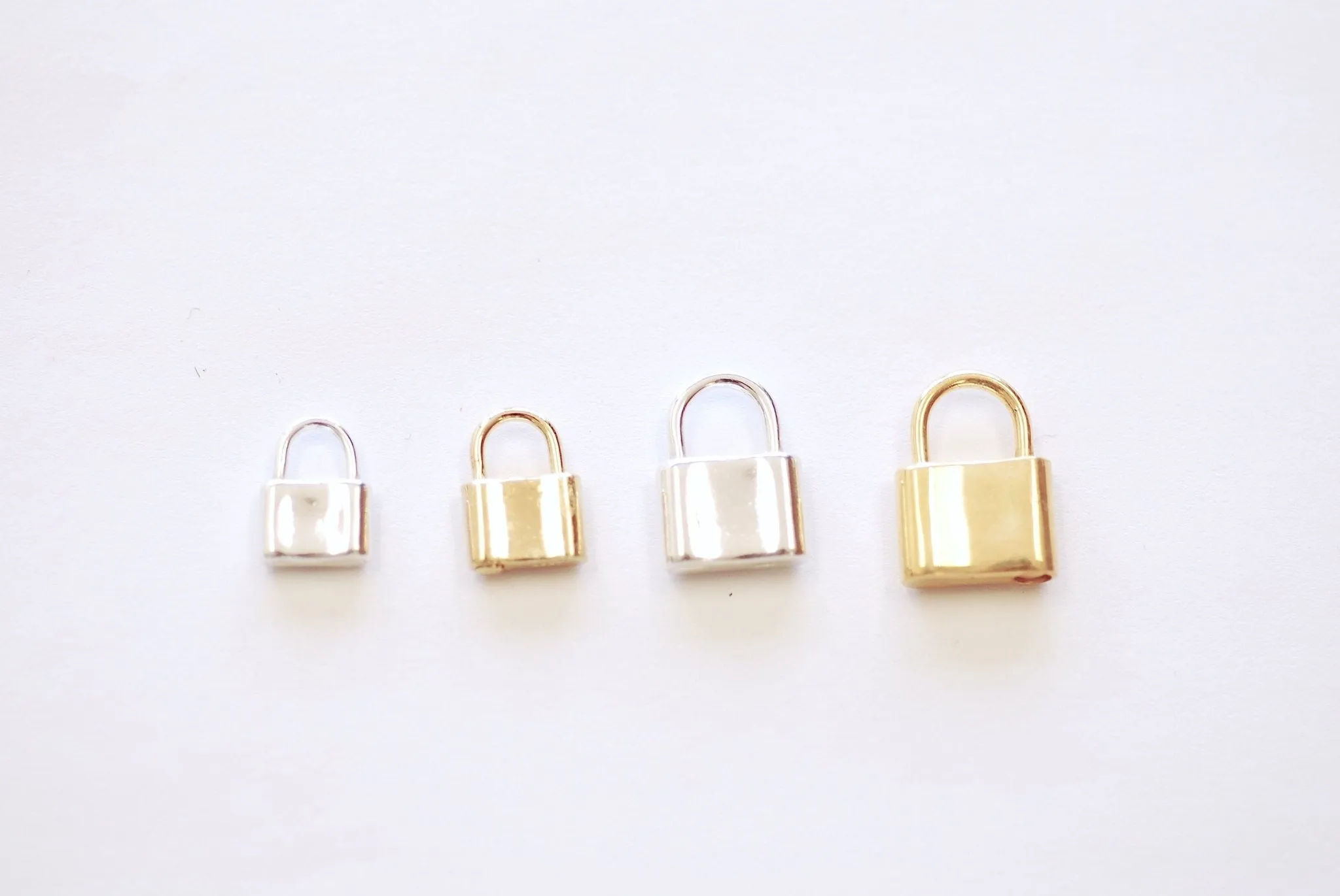 Vermeil Gold Padlock Charm - 18k gold plated over 925 sterling silver Lock and Key Charm Small Lock Padlock Wholesale Charms