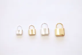 Vermeil Gold Padlock Charm - 18k gold plated over 925 sterling silver Lock and Key Charm Small Lock Padlock Wholesale Charms