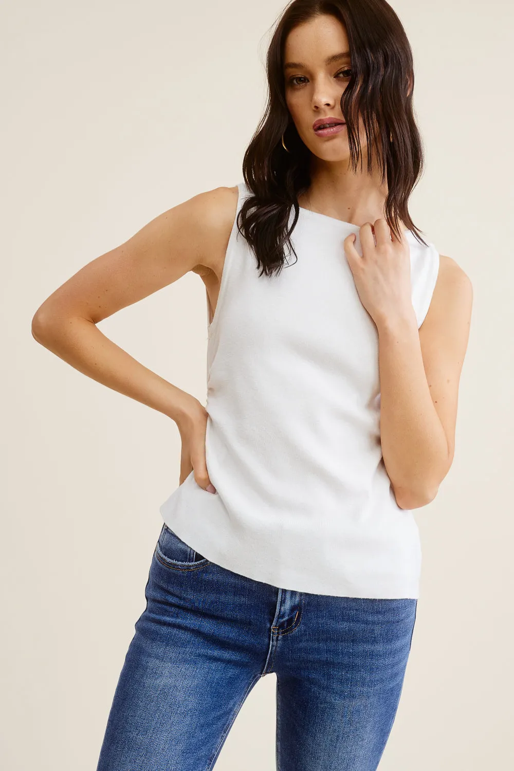 White Asymmetrical Tank Top